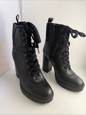 Steve Madden Latch Leather Combat Boot in Black